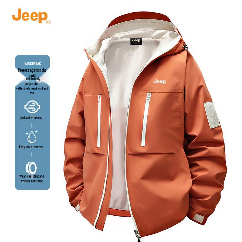 JEEP Men s Hooded Windproof Travel Jacket M