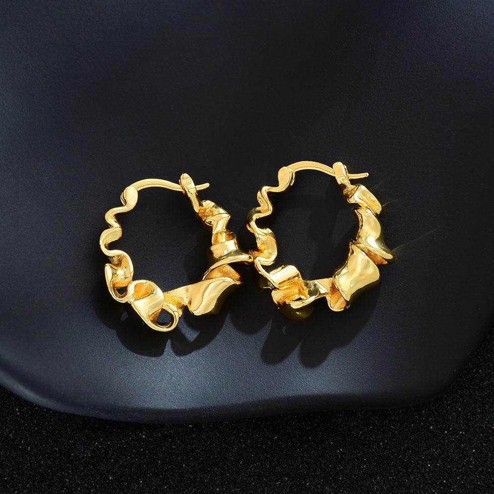 Earrings Simple Irregular Folded Plain Ring Earrings Women S Delicate Cold Wind Ear Buckles