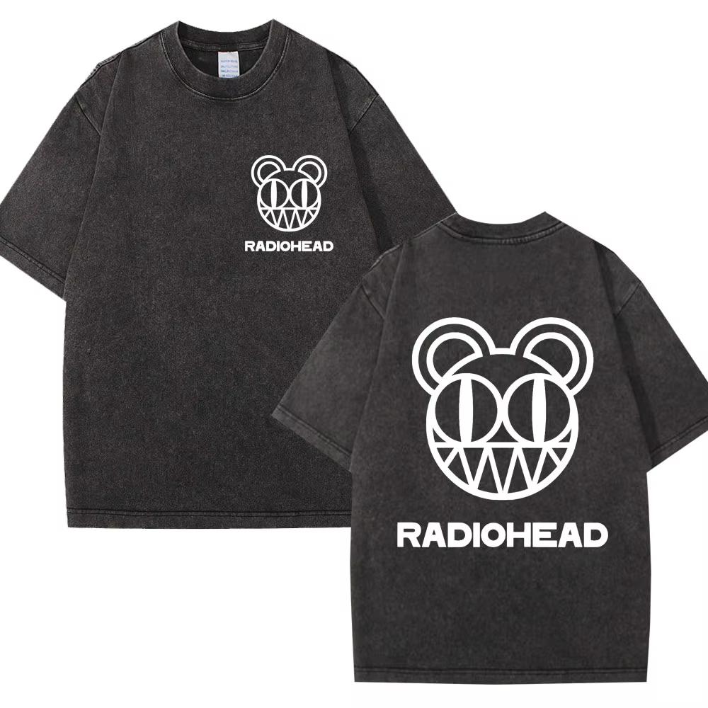 Wyprała Koszulka Retro Rock Band Radiohead The Bends Mężczyźni Kobiety Moda Hip Hop Gotycka Koszulka Oversize Bawełniana Codzienna Męskie Koszulki