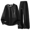 Tuta Sportiva Casual da Uomo Taglie Forti Felpa Girocollo Set Versatile da Uomo, Set Due Pezzi