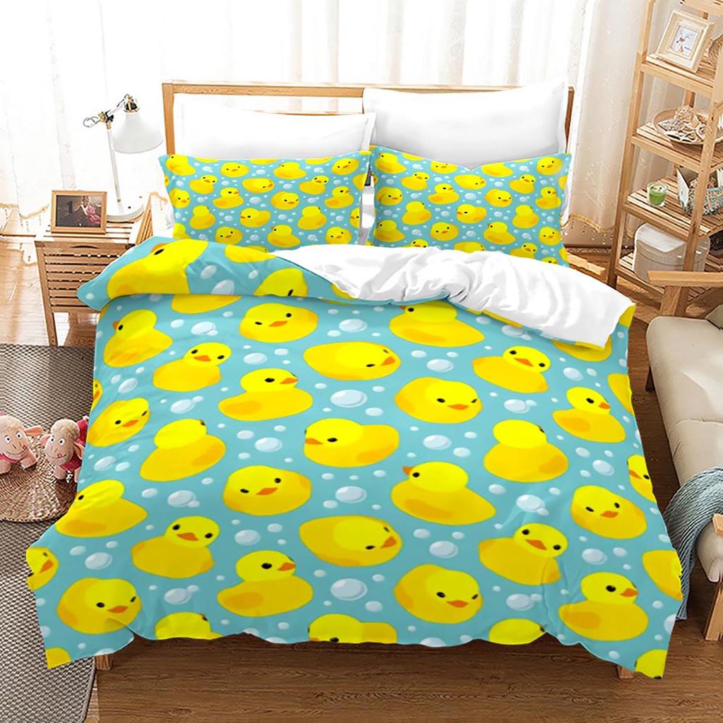 Comforter Yellow Duck Bedding Set Single Twin Full Queen King Size Little Duck Bed Set Aldult Kid Bedroom Duvet Sets 3D Print 011