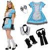 Alice in Wonderland Adult Cosplay Dress, Maid Outfit Halloween Party Costume for Women Role Play