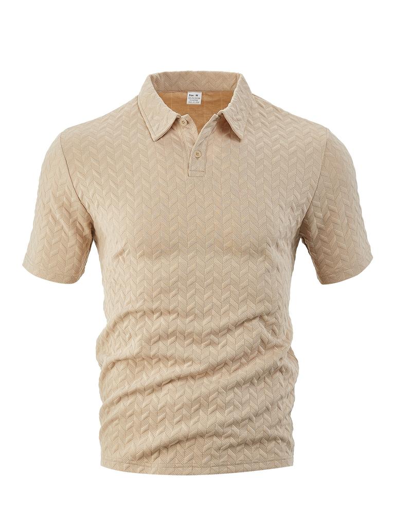 Men's clothing European and American summer thin breathable perspiration loose casual solid color jacquard cloth men's short-sleeved Polo shirt