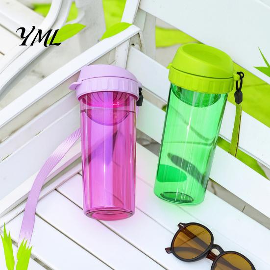 Cute Office Desktop Cup Transparent Water Cup, Portable Plastic Bottle, with Strap Reusable Handle, Clear Heat-resistant Drinkware, for School