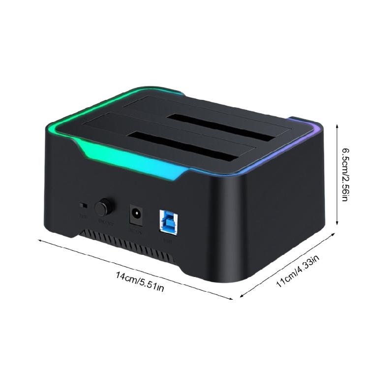 Double Bay Hard Drive Enclosure USB3.0 for 3.5 and 2.5inch Drives Docking Station with Convenient Offline Clone