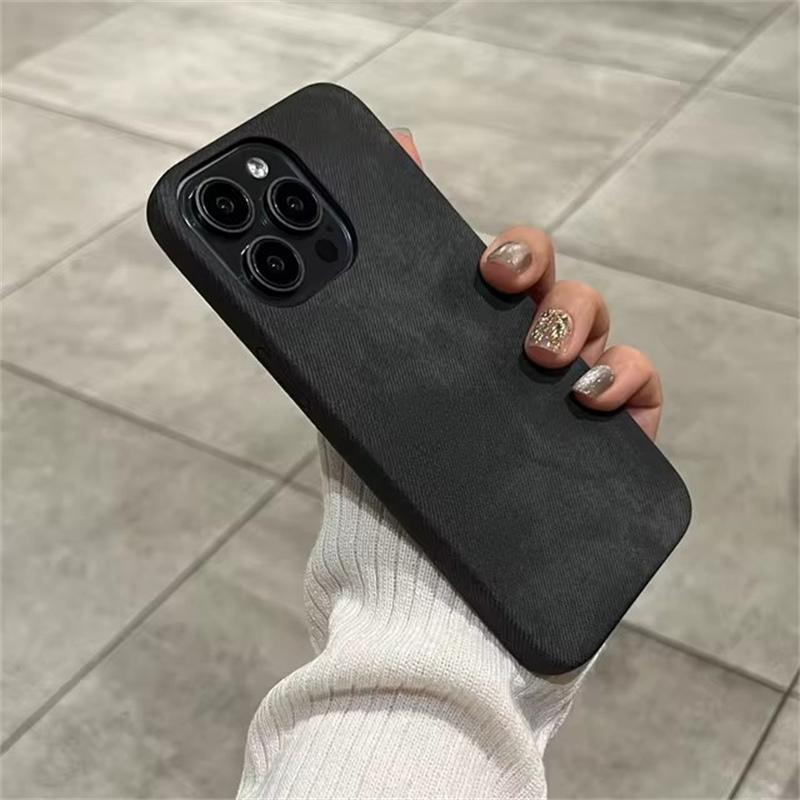 Luxusní matný kožený látkový obal pro iPhone 16 15 14 Plus 13 12 Mini 11 Pro X XR XS Max Soft Shockproof Jeans Retro Thin Cover
