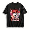Love You To Pieces Puzzle Heart Print Casual Couple T-Shirt Pure Cotton T-shirt