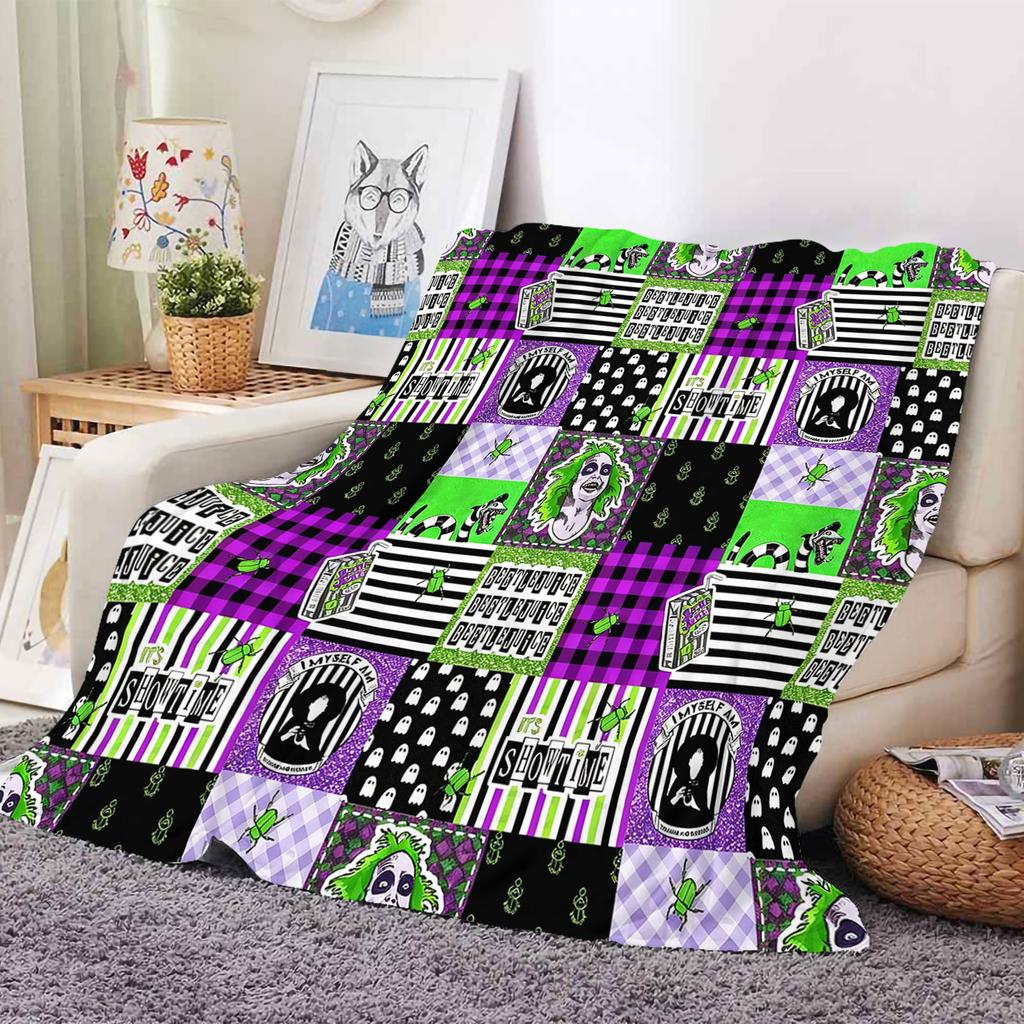 2026 New Custom Horror Movie Style Flannel Fleece Blanket Scary Pattern Winter Warm Cozy Bed Throw Blanket Halloween Gift