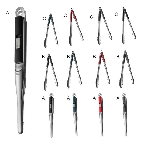 Useful Sturdy Construction Hanging Hole Lightweight Food Serving Grill Food Tongs for Kitchen Grilling Clip