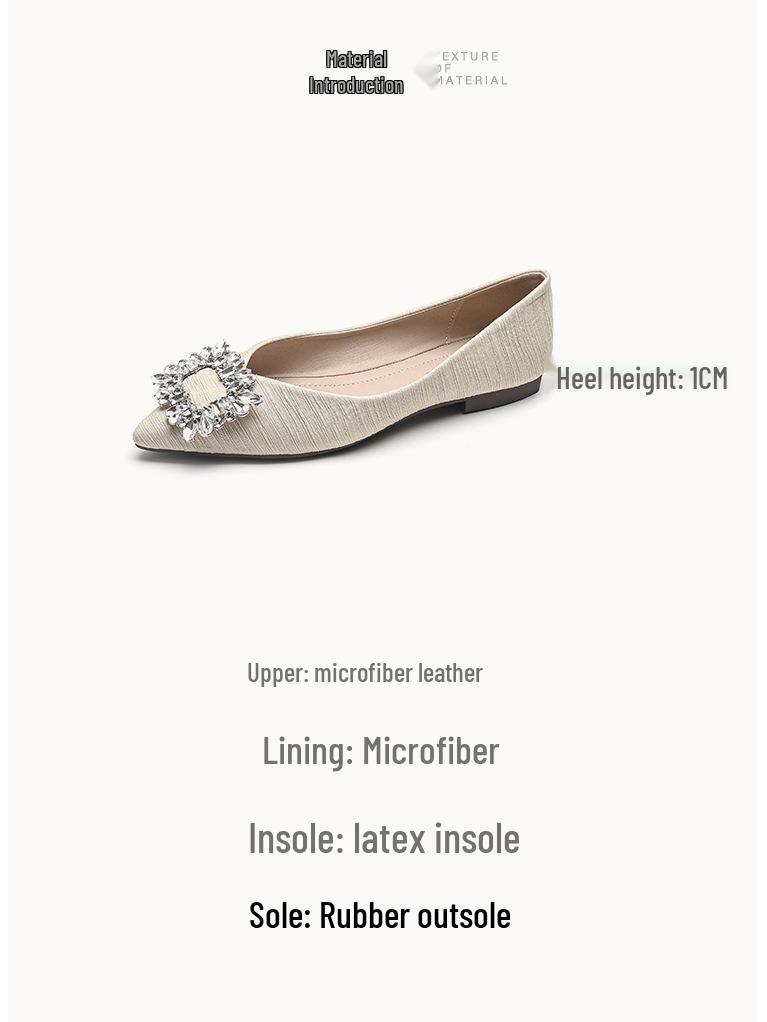 Weiwei Girl Rhinestone Pointed Toe Flats - Elegant Soft Sole Plus Size Shoes for Women