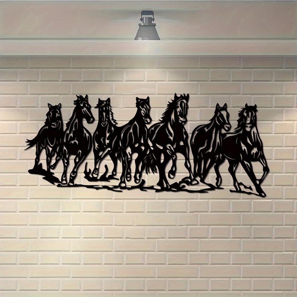 1pc Metal Horse Family Wall Art, Rustic Farmhouse Entryway Decor, Wildlife Animal Lover Gift, Horse Head for Halloween Christmas New Year