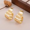 Retro Metal Bend Dangle Earrings for Women Simple Hollow Out Geometry Personality Drop Earrings Punk Party Zircon Golden Color