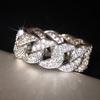 Huitan Statement Chain Linked Design Women Finger Rings Full Dazzling Cubic Zirconia Modern Fashionable Luxury Female Jewelry