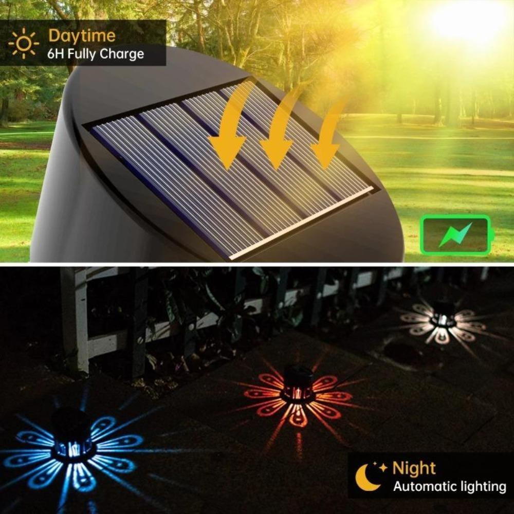 2/4 STÜCKE Solar Gartenleuchte Außen Gehwegleuchte Terrasse Zaunleuchten Rasen Landschaftslicht Deckleuchten Pflaumenblüten Schatten Dekor