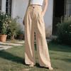 Women’s Beach-Style Cotton-Linen Casual Trousers: Wide-Leg, Loose-Fit Long Trousers