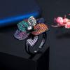 J0113 Full Of Colorful Zircon Flower Ring, Adjustable Women'S Ring