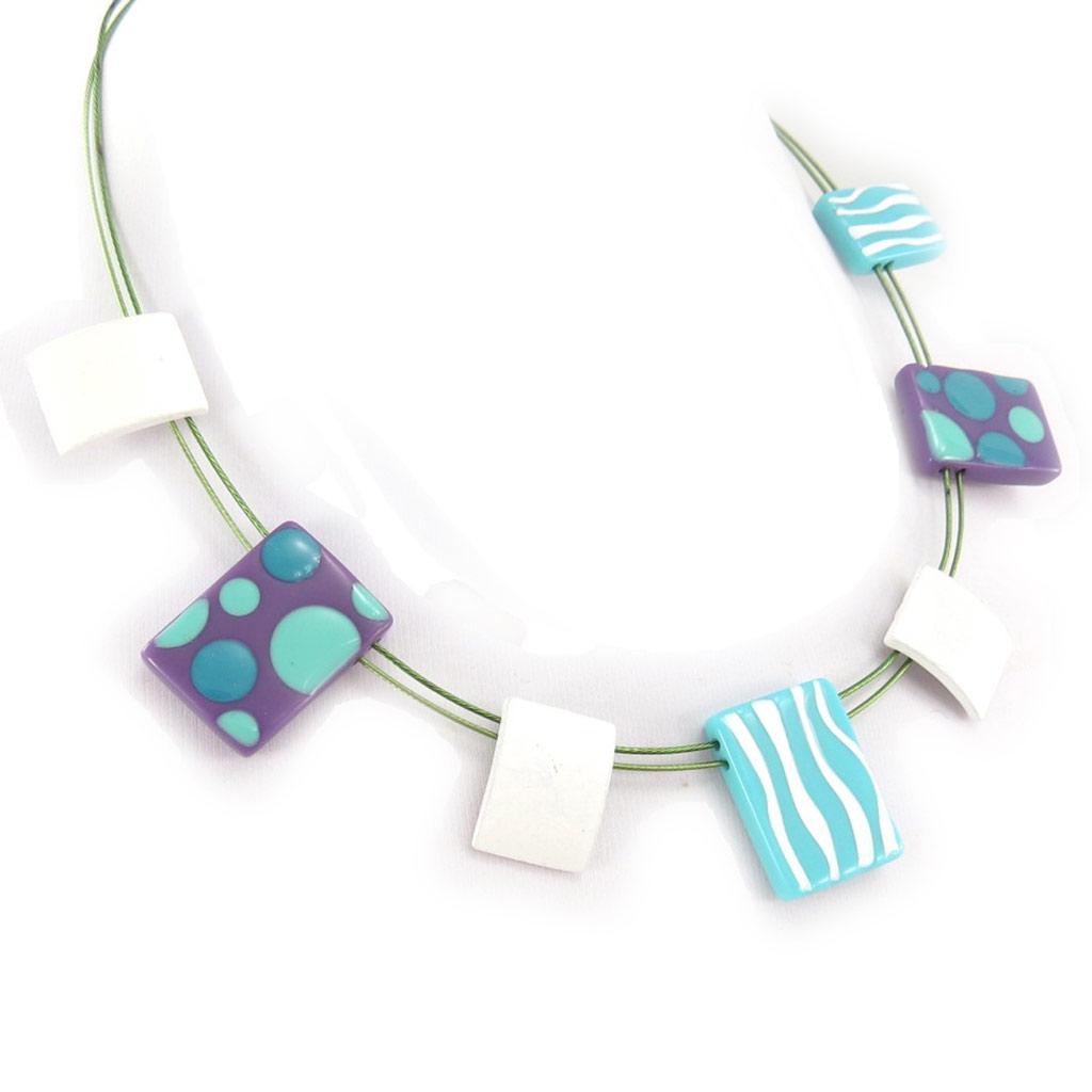 NOA [K0160] - Turquoise Purple 'Coloring' Designer Necklace