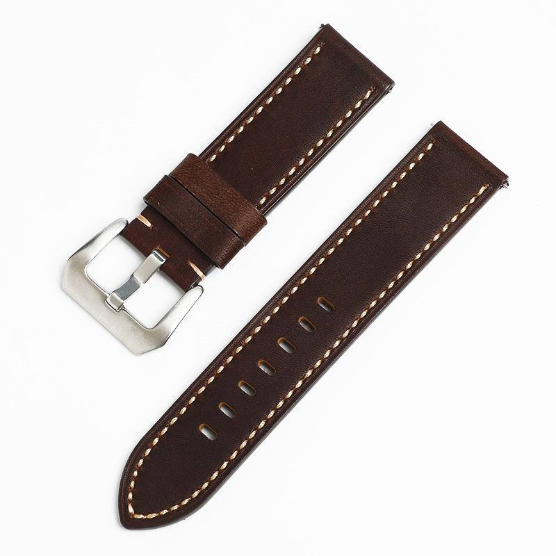Pena Leather Strap Oil Wax First Layer Cowhide Vintage Crazy Horse Sports Bracelet 22/24 Watch Strap