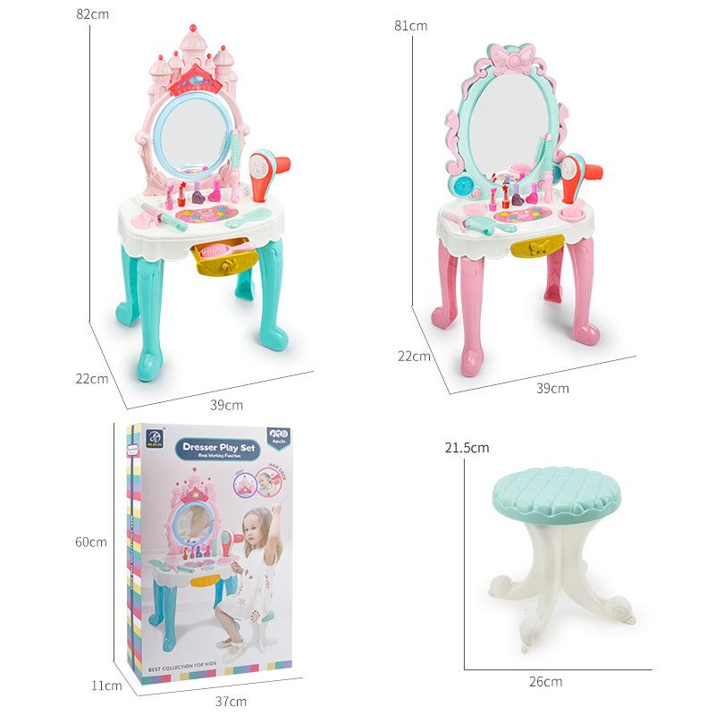 Set Masă de Toaletă și Scaun Prințesă pentru Copii: Cutie de Machiaj pentru Joc de Rol și Cadou de Ziua de Naștere