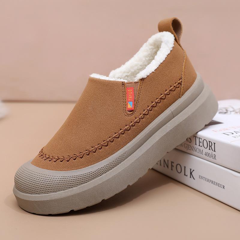 Women's Large Size Thick Sole Winter Warm Fur One Snow Boots Thickened Lined Ankle Boots Non-slip Hiking Sports Cotton Boots