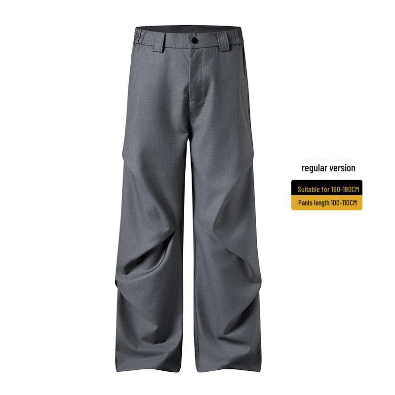 Muqiu Męskie Letnie Plisowane Szerokie Spodnie