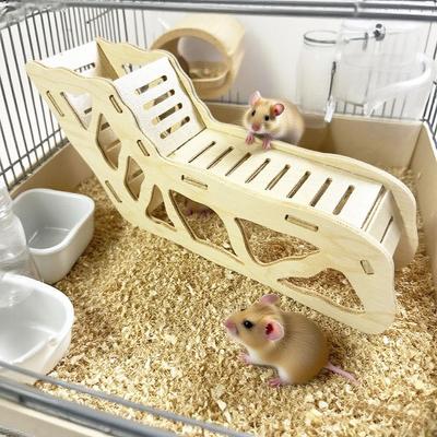 Wooden Two-Story Hamster Hideaway Tunnel & Digging Platform