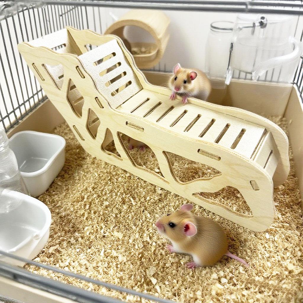 Wooden Two-Story Hamster Hideaway Tunnel & Digging Platform