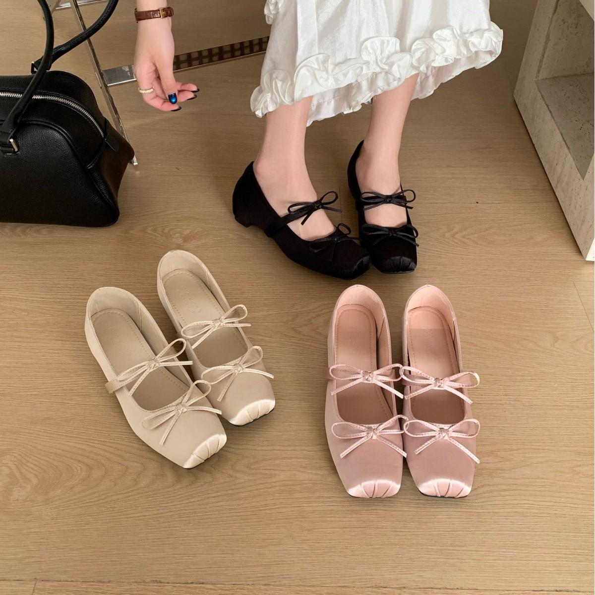 Women s Square Toe Platform Bowknot Versatile Mary Jane Shoes - Fashionable Footwear 35