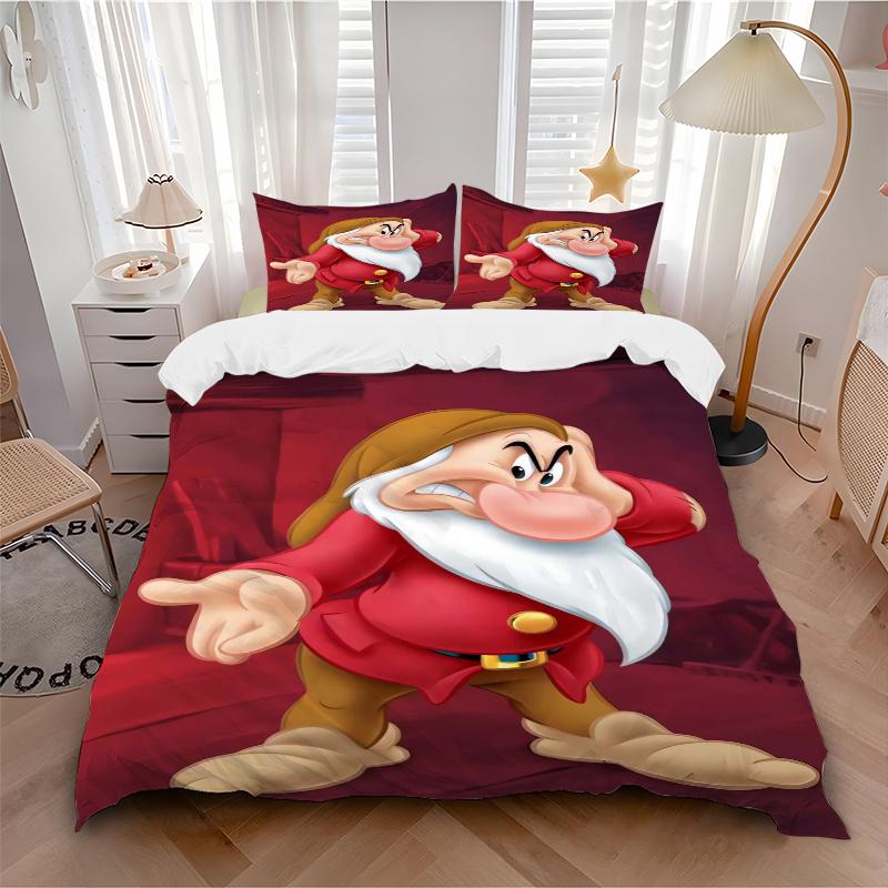 3pcs Grumpy the Dwarf Bedding Set - 1 Soft Quilt Cover + 2 Pillowcases, Machine Washable - Suitable for All Seasons, Perfect Gift for Family and