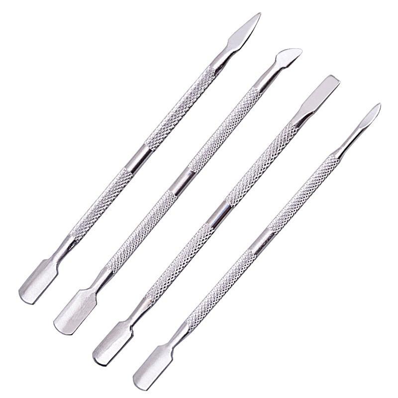 

4 Pcs/Set Steel Double-ended Cuticle Pusher Dead Skin Remover Manicure Cleaner Care Nails Art Tool All for Manicure Set. Black