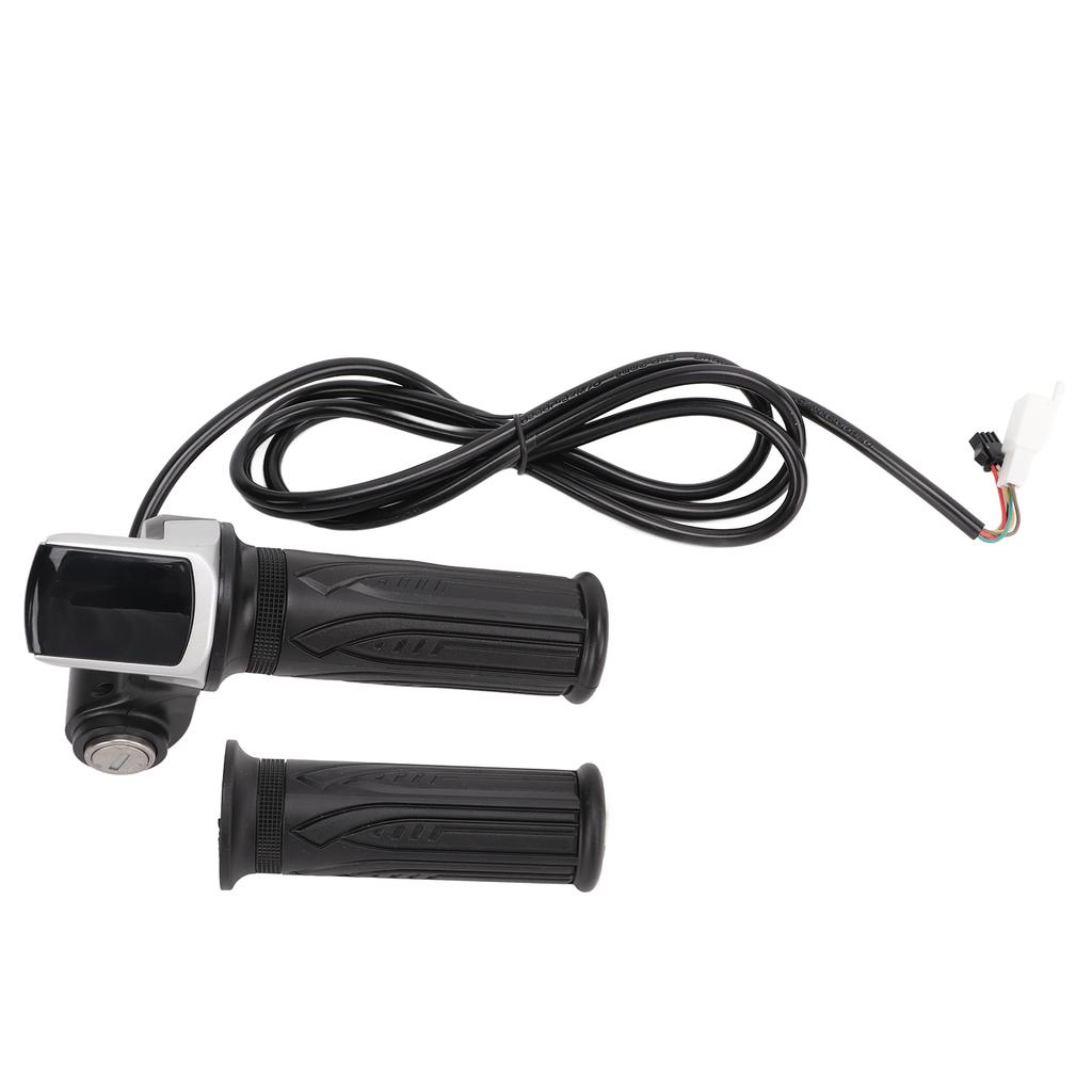 LED Display Electric Bike Throttle Grip Handlebar with Battery Indicator Power Switch Key24V