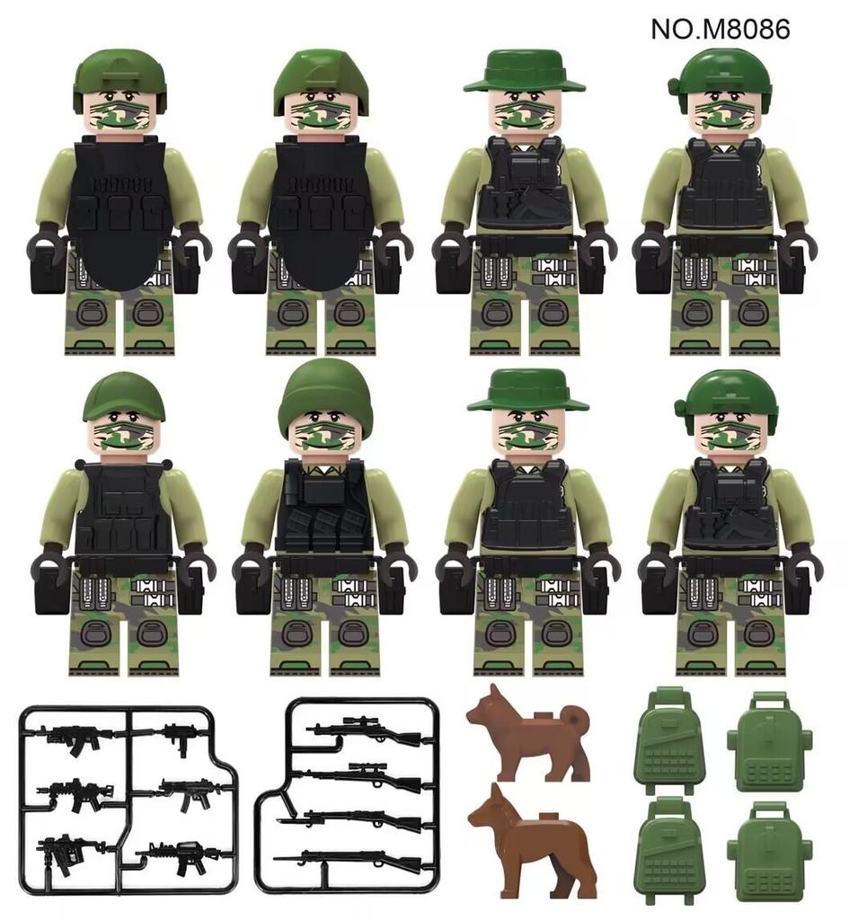 M8011 Green Anti-Terrorism Swat M8086 M8162 Russian Army Building Block Figurine Small Particle Toy