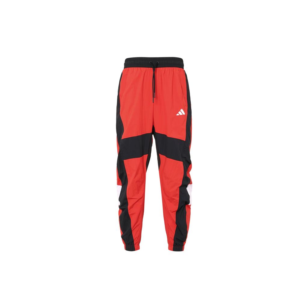 Adidas Logo Print Drawstring Joggers Men Bottoms Red FL4685