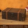Retro Wooden Rectangular Storage Box Set with Lock - Creative Organizer & Decorative Props