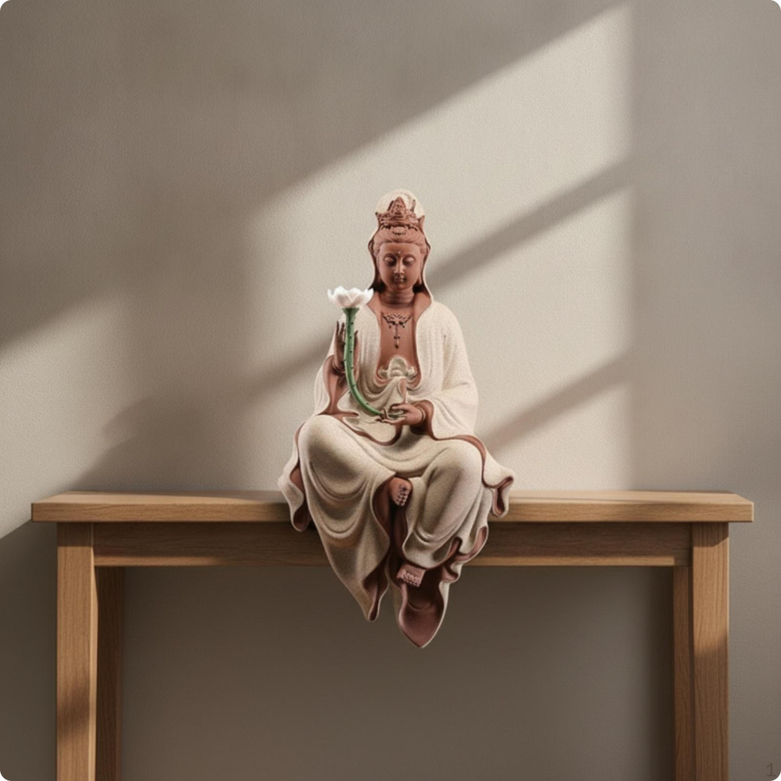 Guanyin Figurine with Meditative Style Bodhisattva Glazed for Meditation