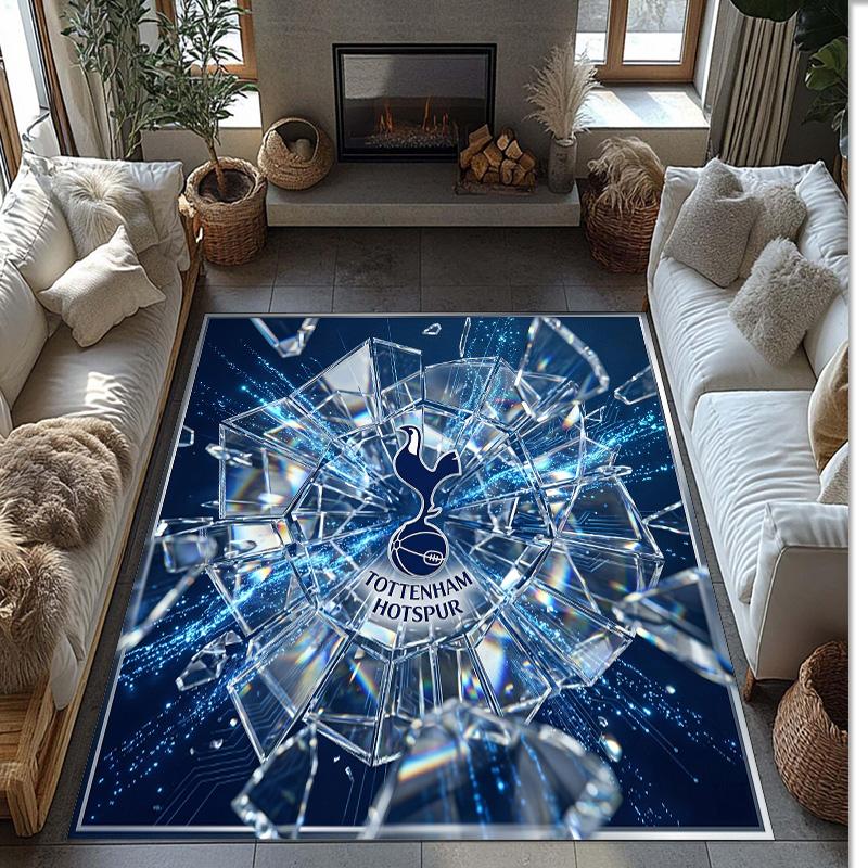 Tappeto in Flanella Stampato Tottenham Hotspur Antiscivolo Morbido Poliestere Tappeto per Pavimento Tappetino Decorativo per Interni per Camera da Letto Soggiorno Divano