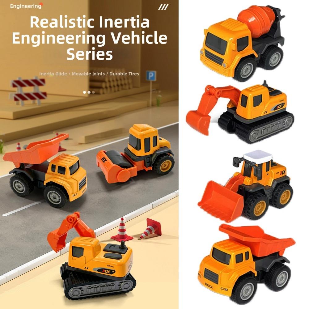 4/6pcs Alloy Simulation Diecast Crane Car Mini Construction Car Model  Children Kids Boys
