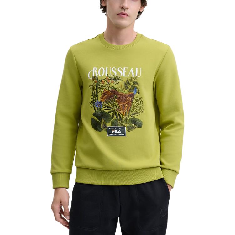 Fila X Rousseau Heritage Series Fashion Comfortable Crew Neck Pullover Long Sleeve Sweatshirt Men Sweatshirt Green Yellow F11M448212F-LG