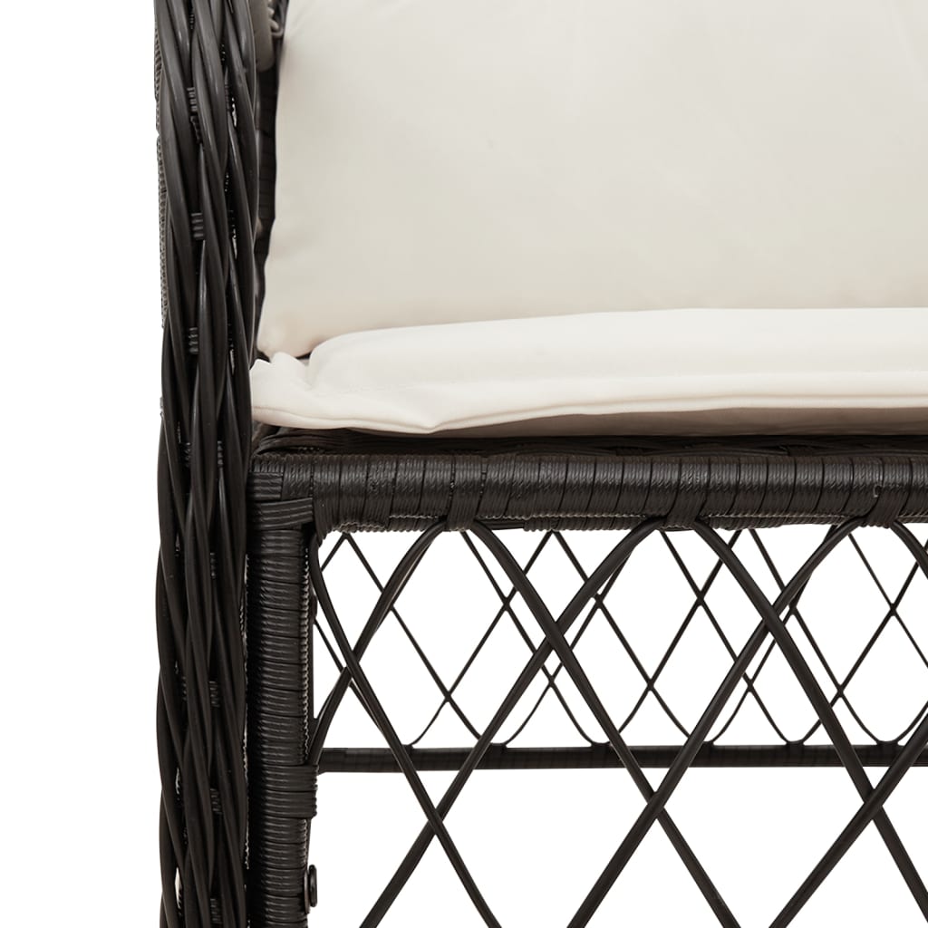 Vidaxl 5-Cz. Garden Furniture Set With Cushions, Black, Poly Rattan