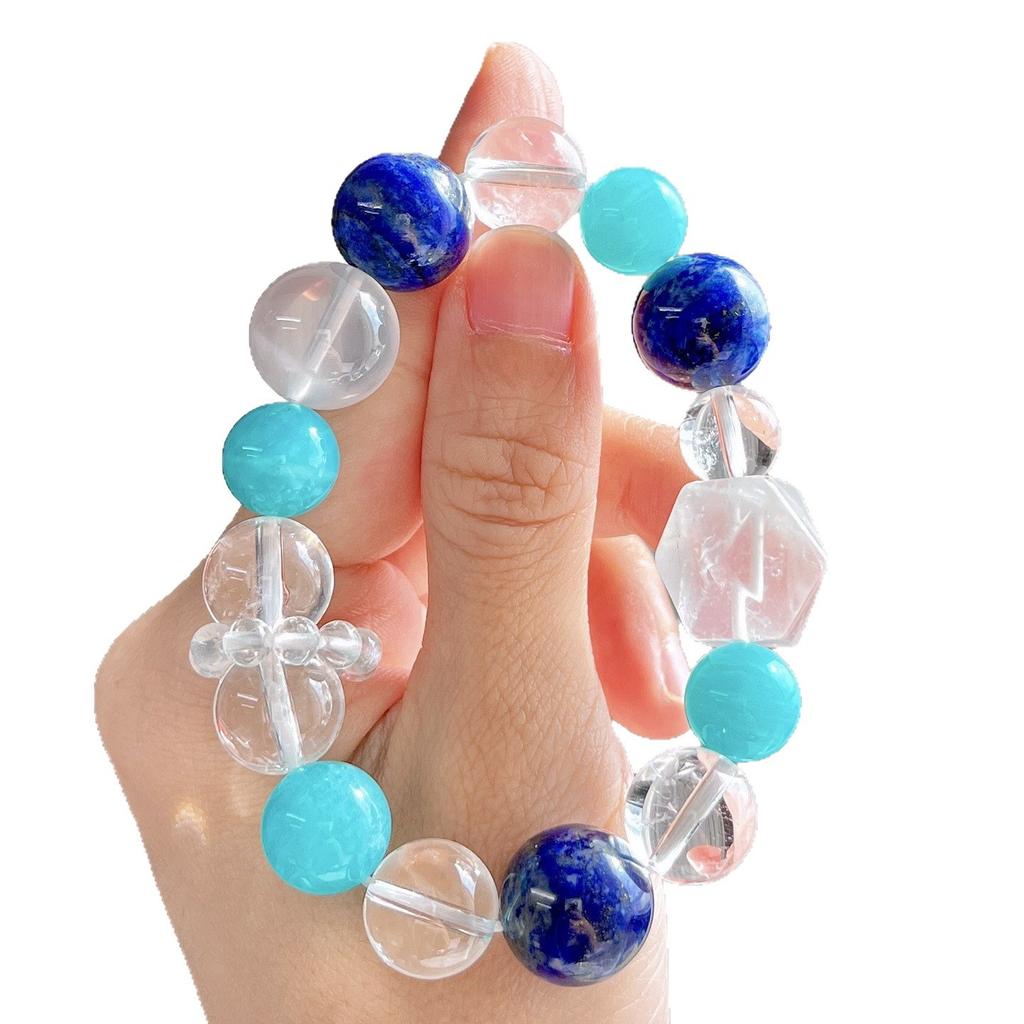 Autumn And Winter Natural Lapis Lazuli Tianhe Stone White Crystal Design Bracelet Bracelet.