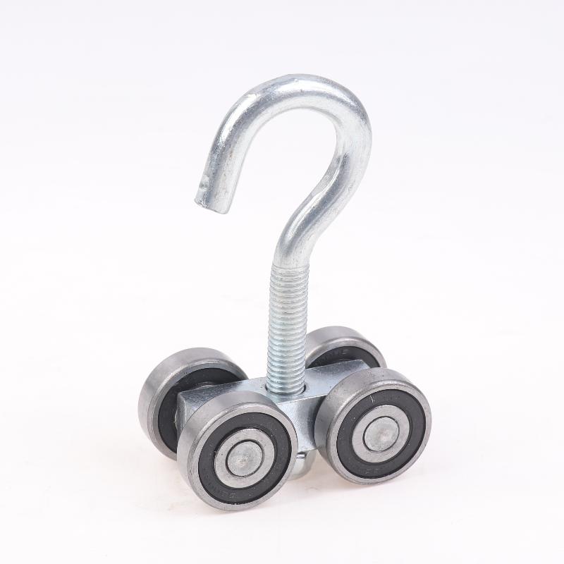 1Pcs Industrial Heavy Duty Sliding Door Hanging Rail Bearing Wheel Iron Pulley M12X80 Steel Tile Roller Wheel Loading 400Kg
