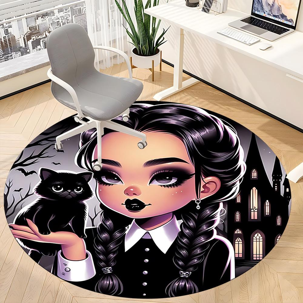 1pc Wednesday Chair Carpet for Office, Indoor Non Slip Washable Polyester Fiber Carpet, Mat For Office, Machine Washable