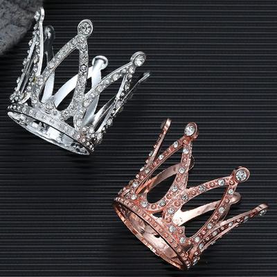 Metal Mini Crown Cake Topper Cute Heart Crystal Rhinestone Tiara Romantic DIY Cake Decoration Birthday Party Gifts