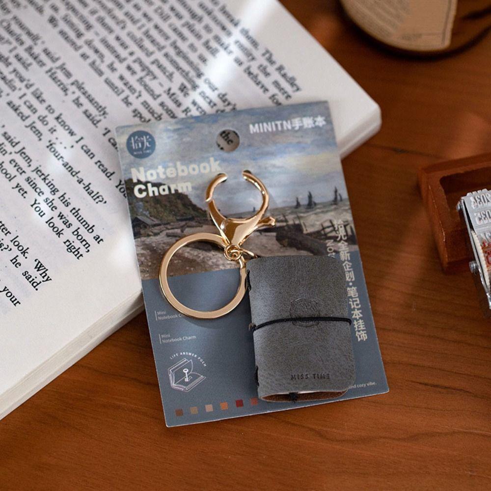 Cowhide Cover Tiny Leather Notebook Charm Decorative Travel Sketchbook Planner Backpack Decoration