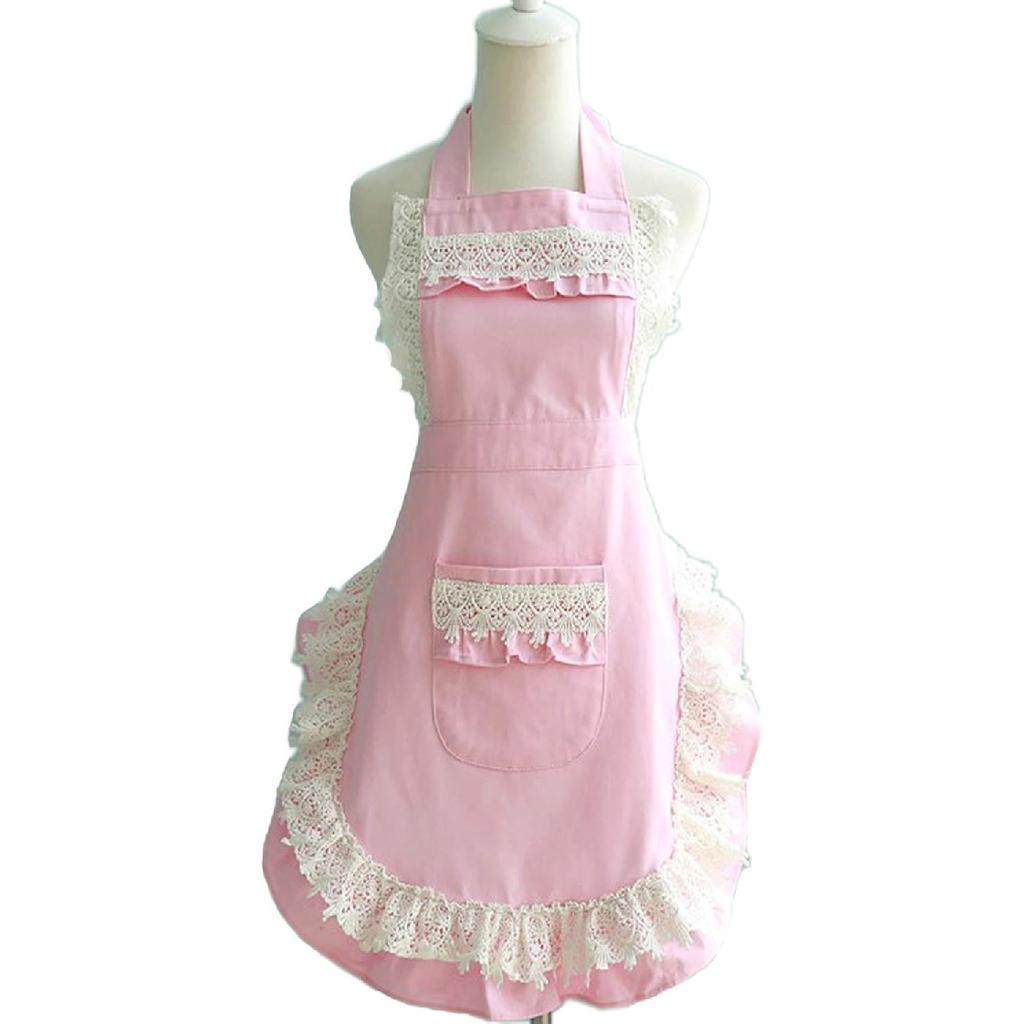Hyzrz Lovely Home Work Adjustable Apron Cake Kitchen Cooking Women Girls Aprons With Pocket for Gift, Pink