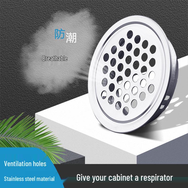 Cabinet Ventilation Mesh Cover - Round Black Stainless Steel Exhaust Vent for Heat Dissipation
