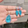 Jewelry Colored Treasure Simulation Blue Paraiba Women'S Stud Earrings 10 * 20 Pendant 15 * 25 Set