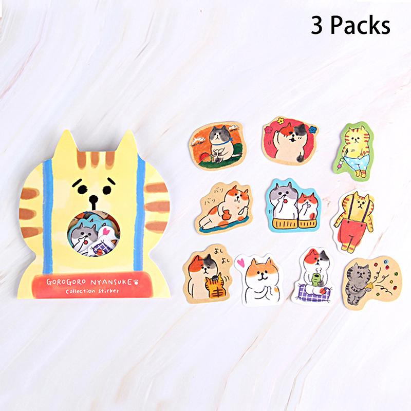 

3Pcs Cute Cartoon Cat Stickers Creative Decorative Stationery Stickers Diary Calendar Albums Decoration Stickers Gifts