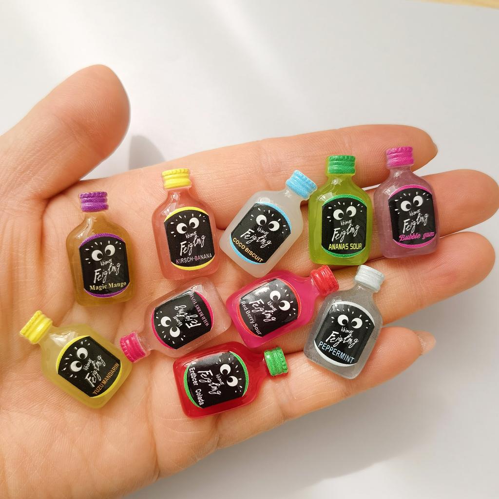 100PCS Simulated Water Bottle Resin Nail Charms 3D Colorful Beverage Bottle Nail Art Decorations for DIY Nails Slime Charms