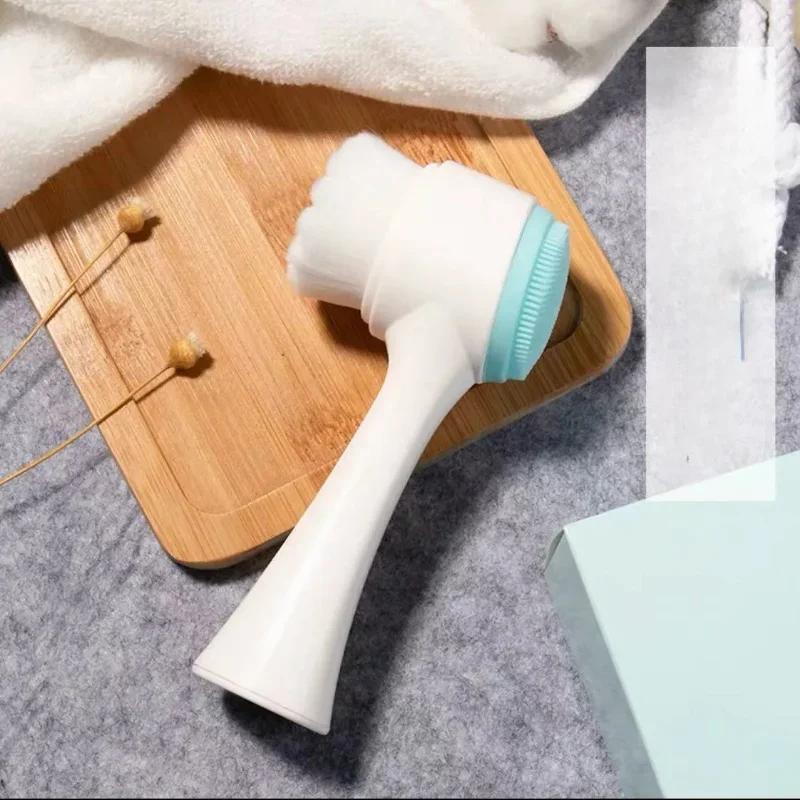 

Силиконовая щеточка для очищения лица, двухстороннее очищающее средство для лица, средство для удаления черных точек, очиститель пор, отшелушивающее средство, скраб для лица, средство для ухода за кожей